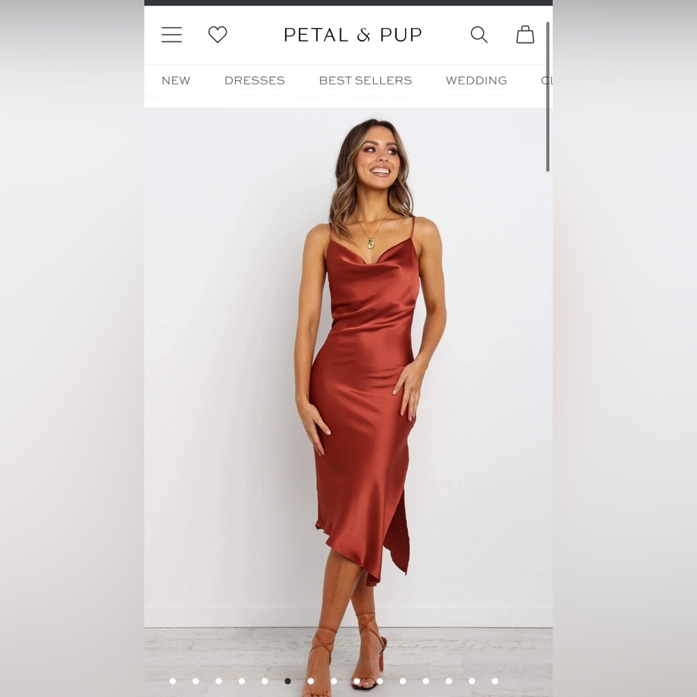 Elegant Satin Slip Dress in Rust